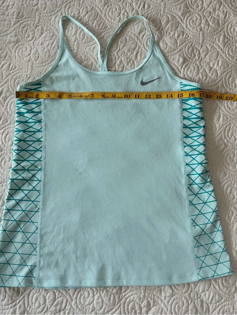 Nike Light Mint Dri Fit Racerback Tank with Geometric Side Panels